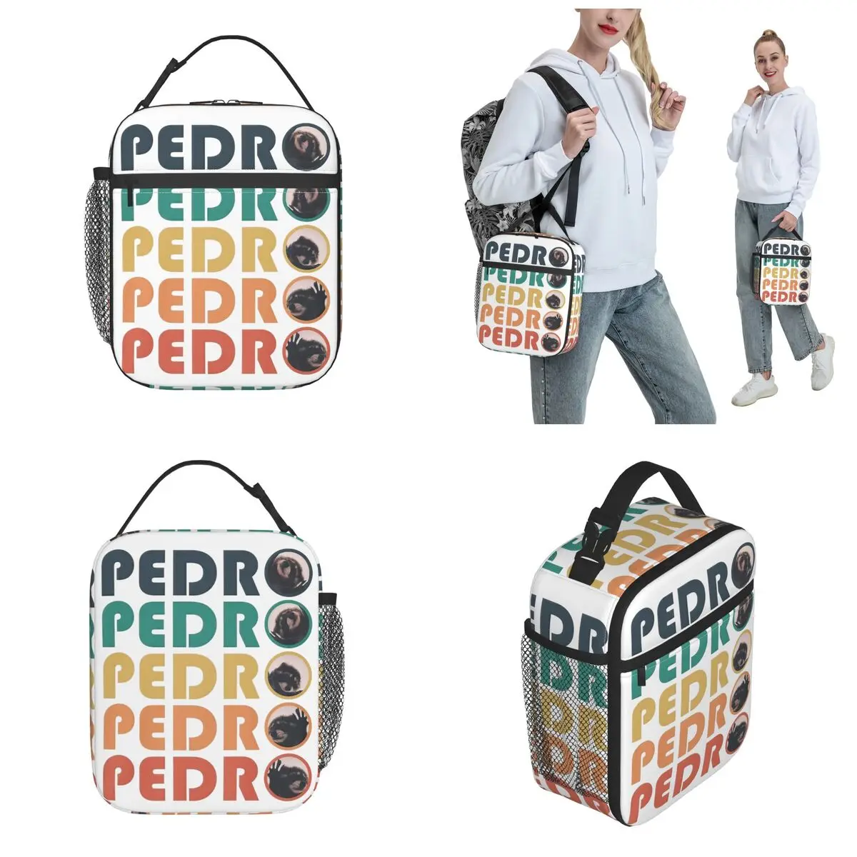 Cute Pedro Raccoon Thermal Insulated Lunch Bags for School Funny Memes Portable Food Bag Container Cooler Thermal Food Box