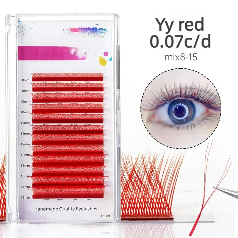 Коричневые ресницы YY Color YY Lashes Pink Red Blue Purple Green 0.07mm Woven Premium Synthetic Mink Eyelashes