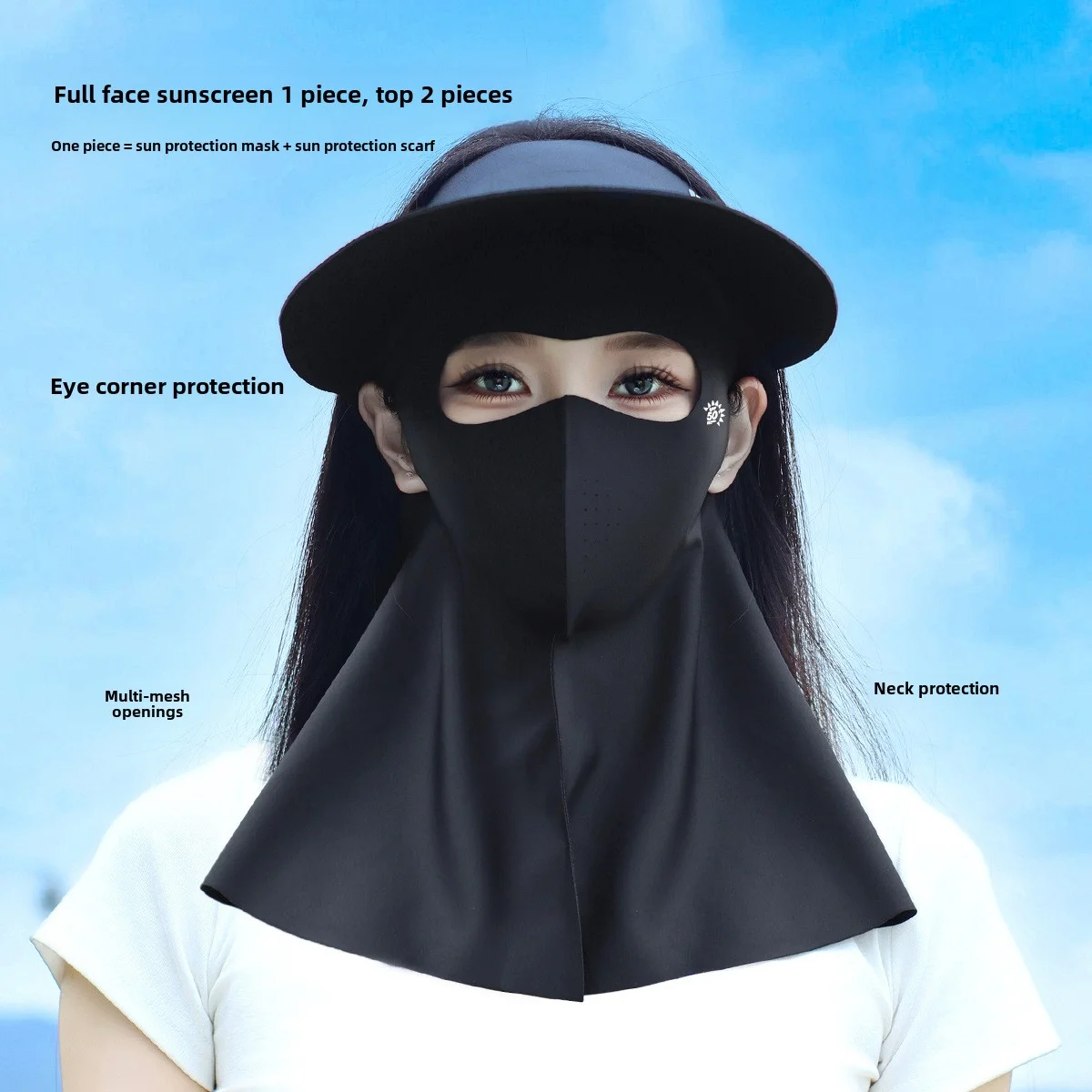 3IN1 جديد الصيف تنفس قناع الحرير الجليد واقية من الشمس المضادة للأشعة فوق البنفسجية ركوب في الهواء الطلق تنفس الجليد الحرير الرقبة حامي قناع واقية من الشمس #3