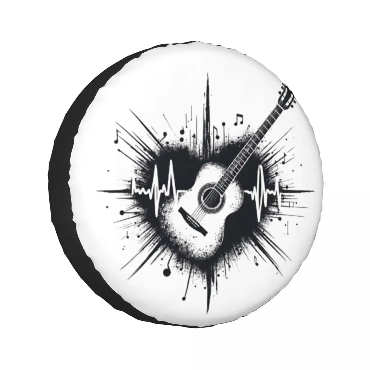

Custom Guitar With Exploding Notes Design Spare Tire Cover for Car Trailer 4x4 Wheel Protector Covers 14" 15" 16" 17" Inch