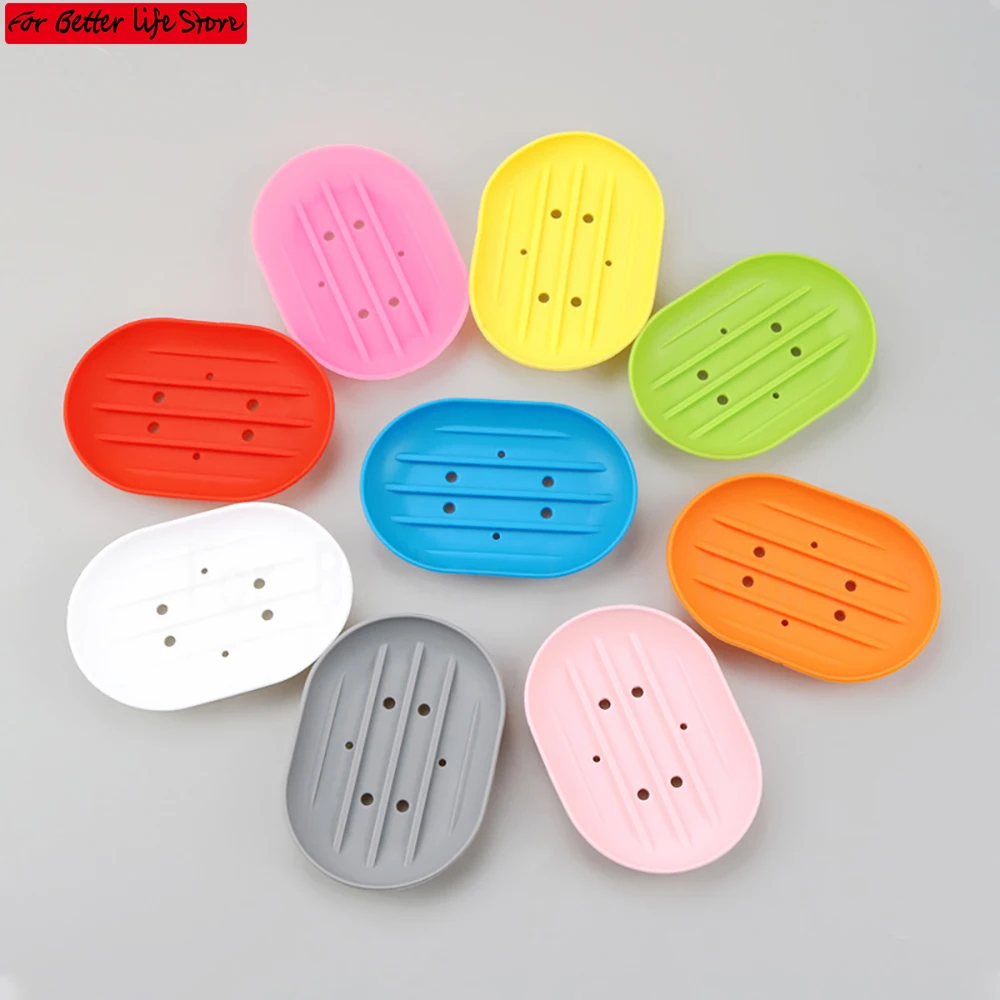 1 piece Silicone world Bathroom Dish Plate Case Home Shower Travel Hiking Holder Container Soap Box Soap Rack Flexible Soap Dish