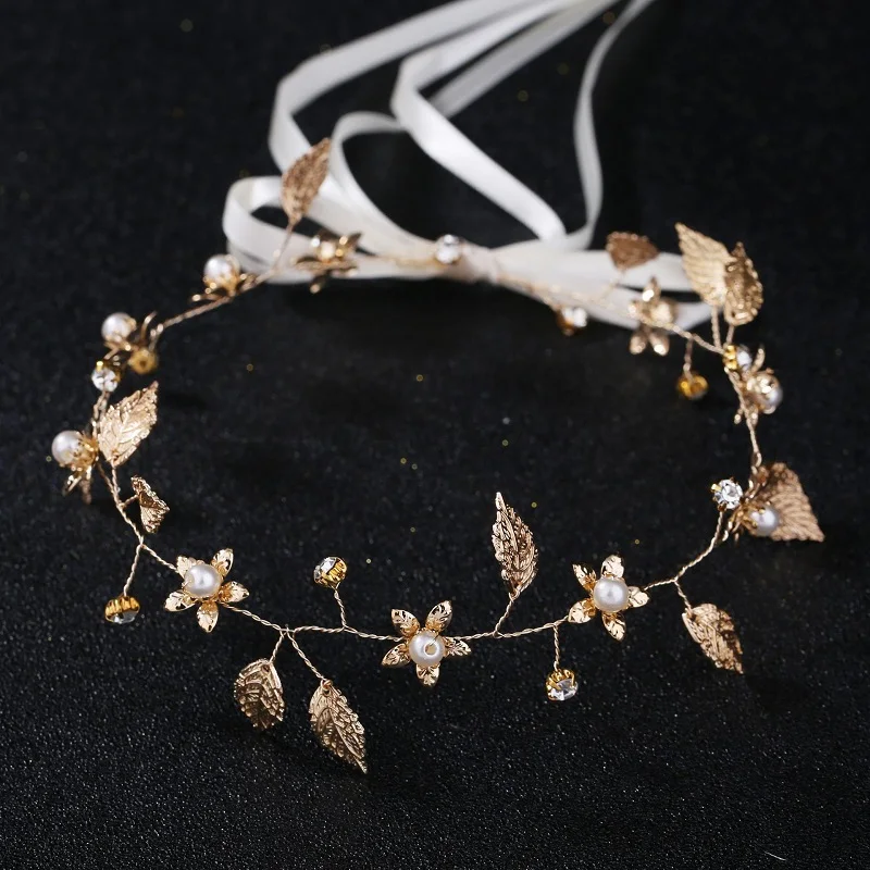 Greek Roman Goddess Leaf Flower Branch Hairband Crown Headpiece Bridal Wedding Prom Headband Gold Hair Accessories Jewelry