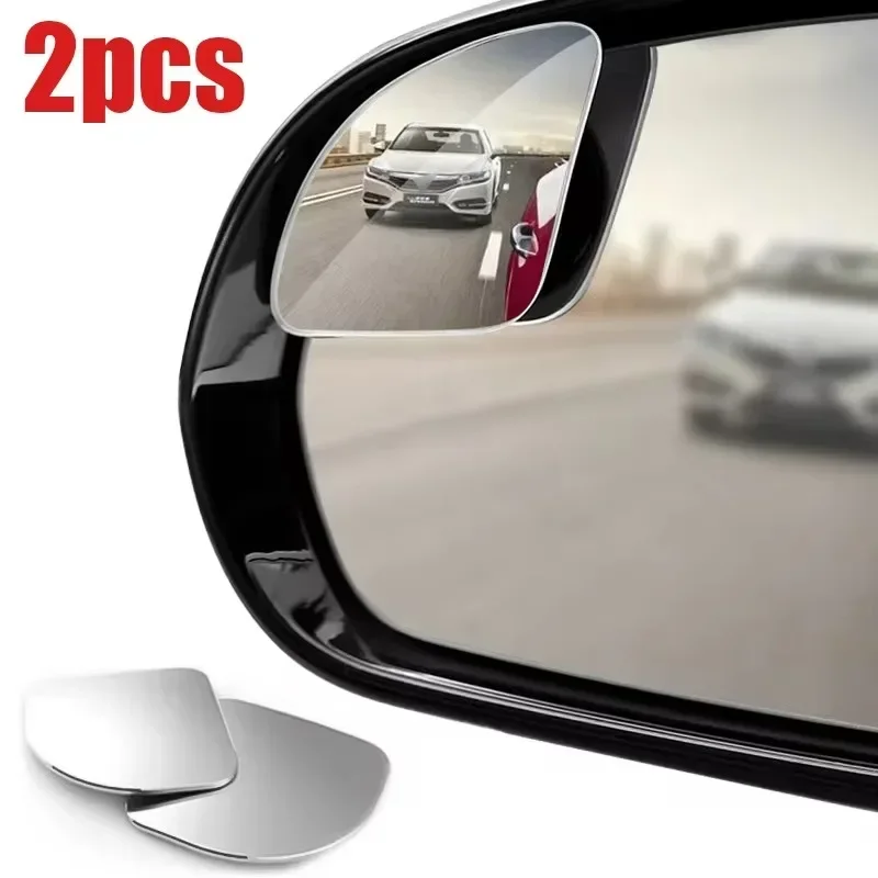 2pcs Car Mirror Wide Angle Car Blind Spot Mirrors 360° Adjustable Auxiliary Rearview Mirrors HD Frameless Small Round Mirror