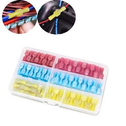 100 Pcs Boxed Nylon Spade Quick Disconnect Connectors Kit, Electrical Insulated Terminals, Male and Female Spade Wire Crimp Term