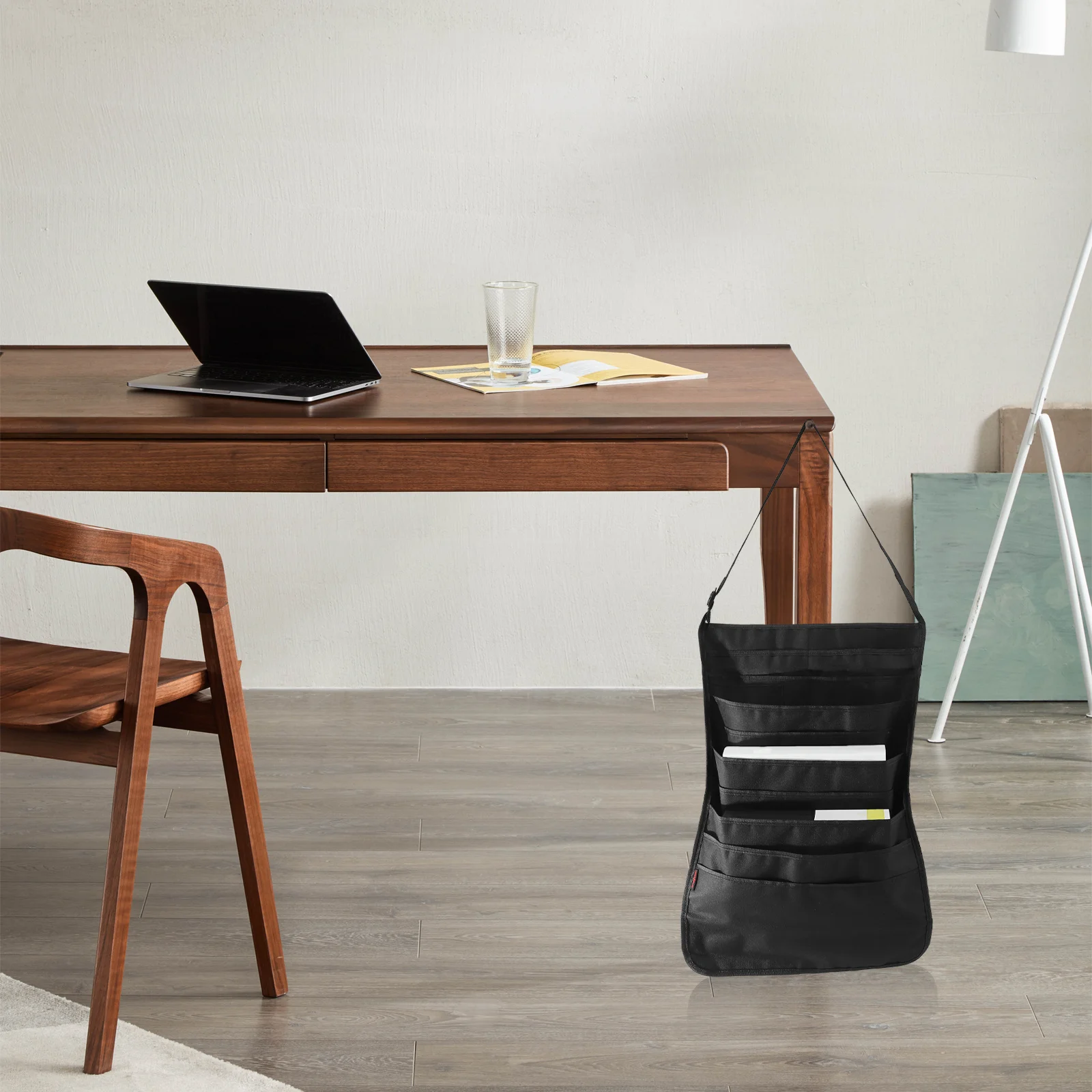 

Multilayer Storage Hanging Bag Premium Canvas Organizer for Desk Books Stationery Water Bottle Classroom Office Home Use