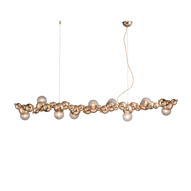 LED Dimmable Chrome Gold Designer Molecule Chandelier Lighting 2024 New Trend Lustre Hanging Lamps For Dinning Table