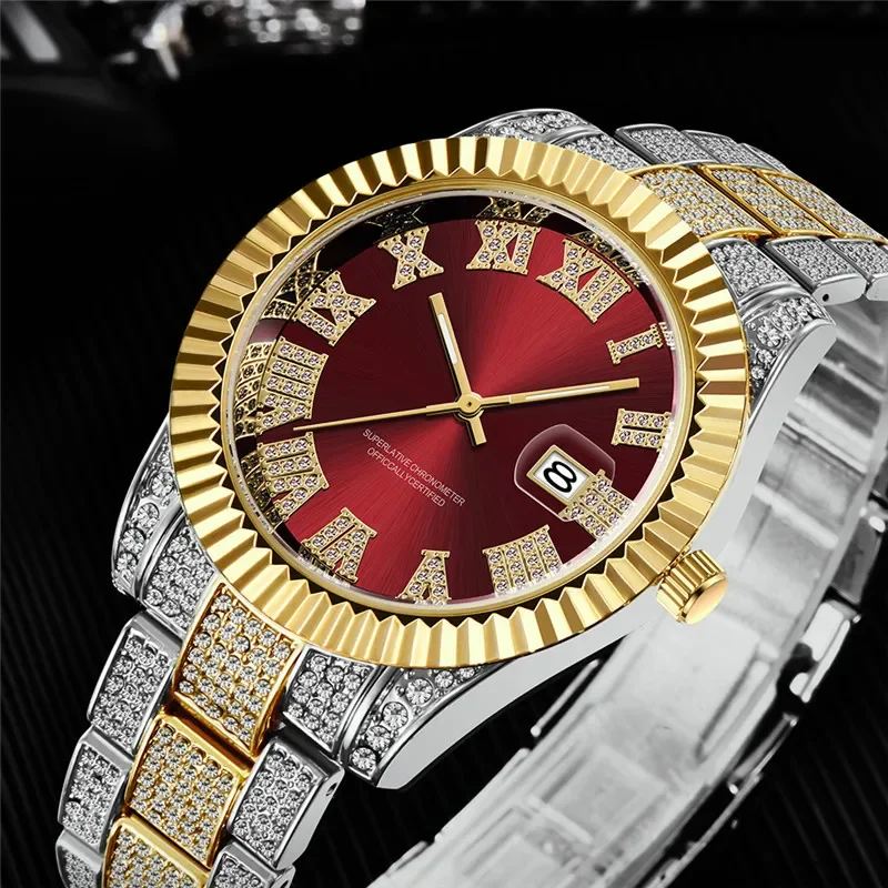 Hip Hop Man Luxury Brand All-diamond Alloy Man Quartz Watch