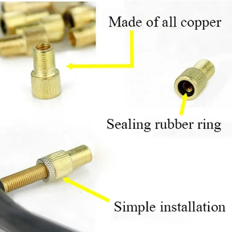 F/V에서 A/V 밸브 어댑터, 자전거 값 변환기, Presta to Schrader, 골든 자전거 타이어, 프렌치 밸브 어댑터, 자전거 액세서리, 2 개, 5 개