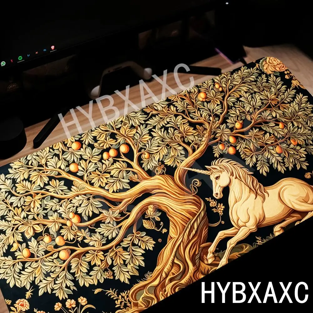 

HYBXAXCVintage Tapestry Unicorn Mouse Pad Botanical Medieval Art Desk Pad Elegant Aesthetic Office DecorMats Gamer Mousepad