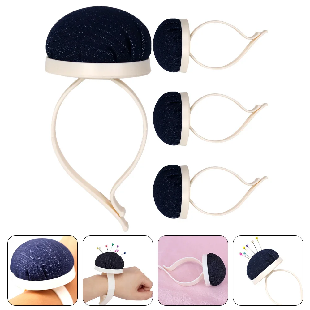 

4pcs Pin Cushion Wristband Design Compact Sewing Tool Reusable Needle Holder For Quilting Embroidery Daily Use Household Sewing