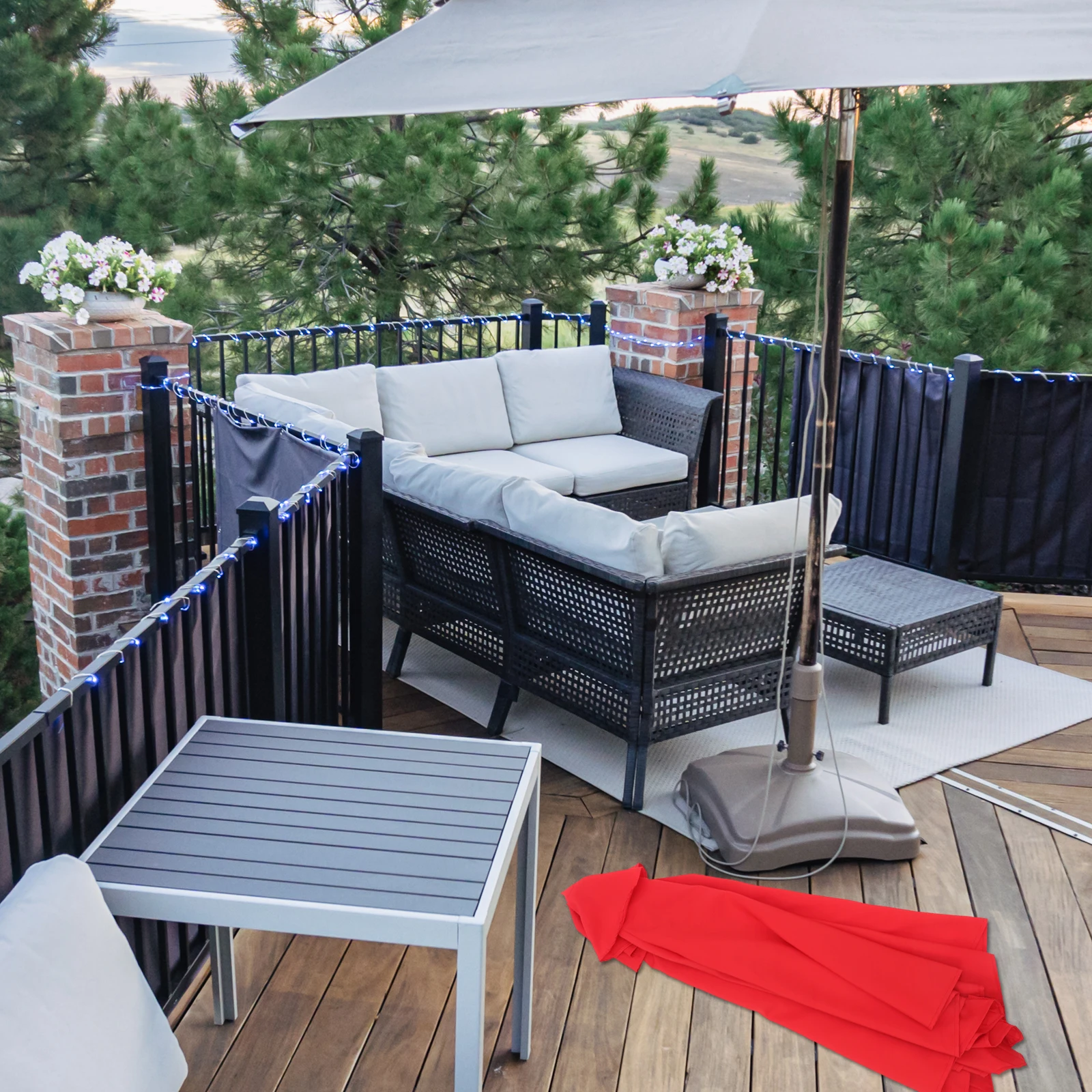 

1pc Replaceable Canopy for Patio Umbrella Replacement Rainproof Shade Fabric Red Fast Setup Retractable Garden Outdoor Use