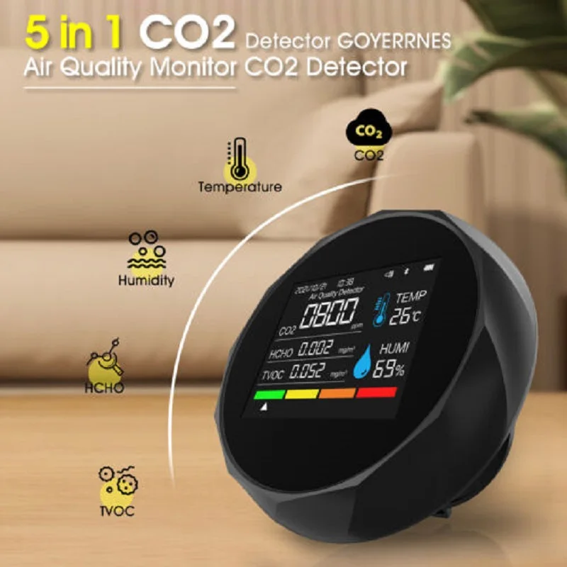 

Wifi Air Quality Monitor Formaldehyde Co2 Detector Temp Compatible Ios Mobile