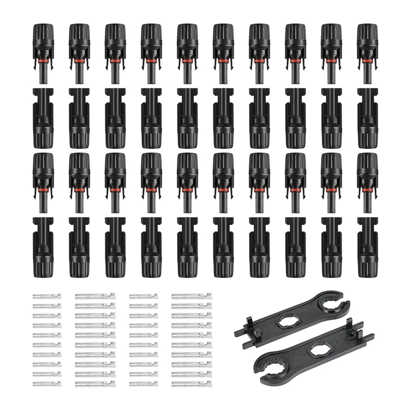 

20Pairs Solar Panel Connectors, Male/Female 1000V Solar Panel Cable Connector Ip67waterproof,2Assembly Wrenches