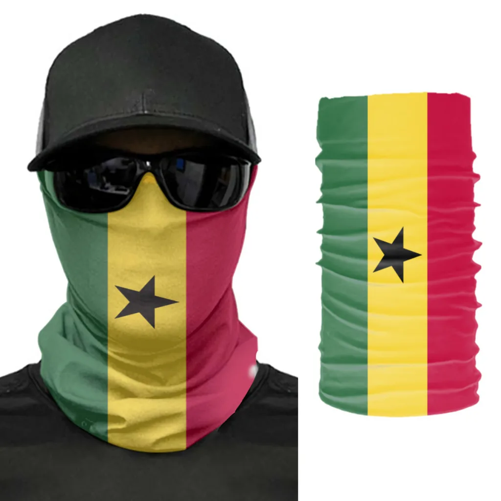 

2022 Ghana Flag Scarf Neck Face Mask Unisex Fashion Neck Warmer Seamless Bandana Headwear Cycling Hiking