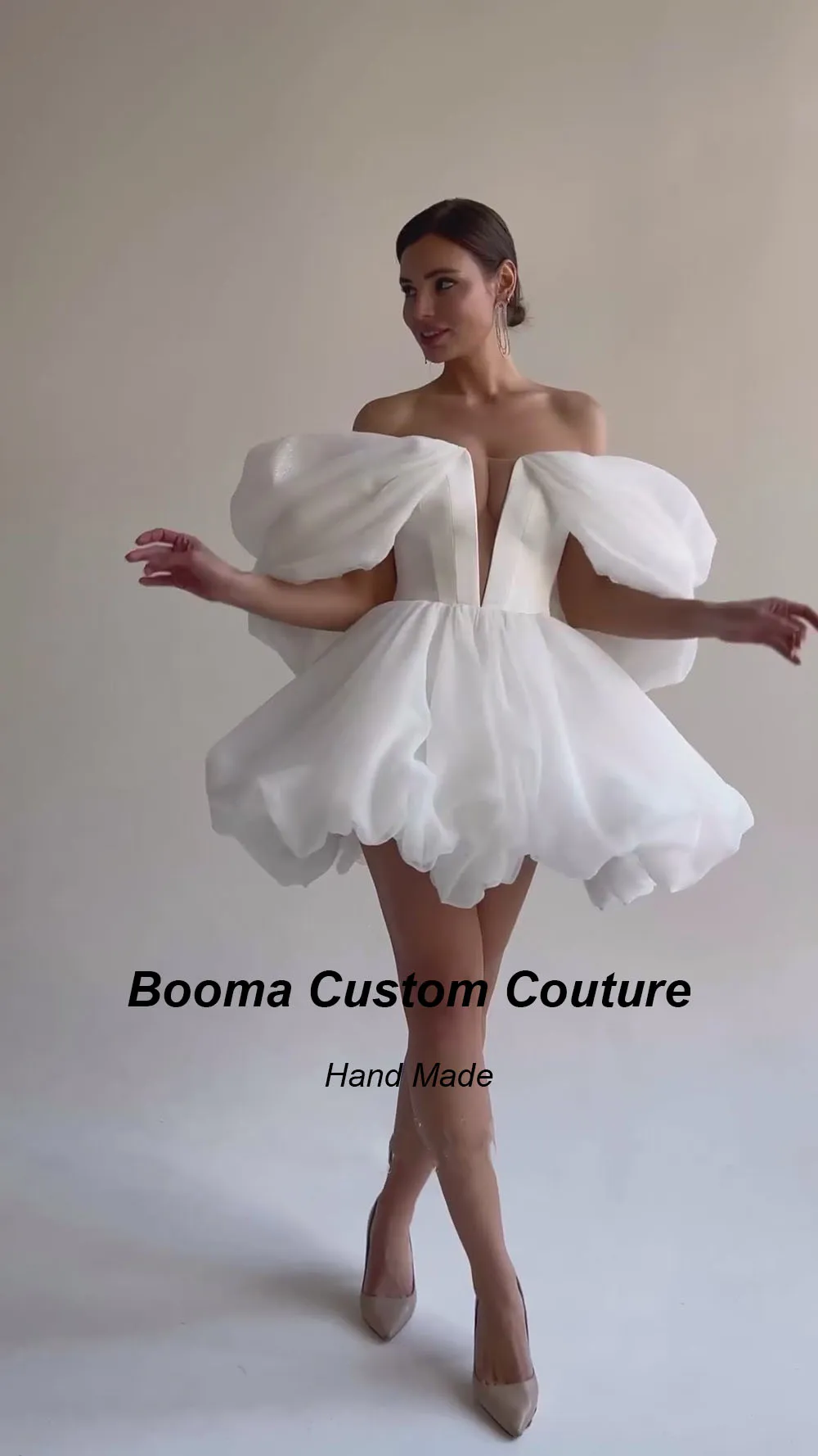 فساتين Booma بيضاء صغيرة للحفلات الراقصة بدون أكتاف لحفلات التخرج لفساتين كوكتيل الزفاف vestidos vestidos fashtily