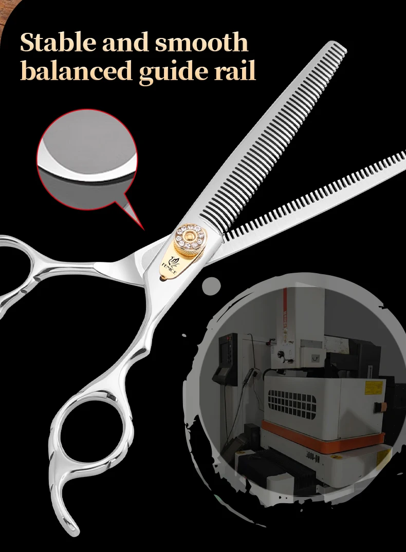 Fenice 7,0 Zoll Doppelzähne Haustier Effilierschere Professionelle Hund Haustier Pflegeschere Tiere Haarschnitt Effilierschere 20-30% – Detail 9