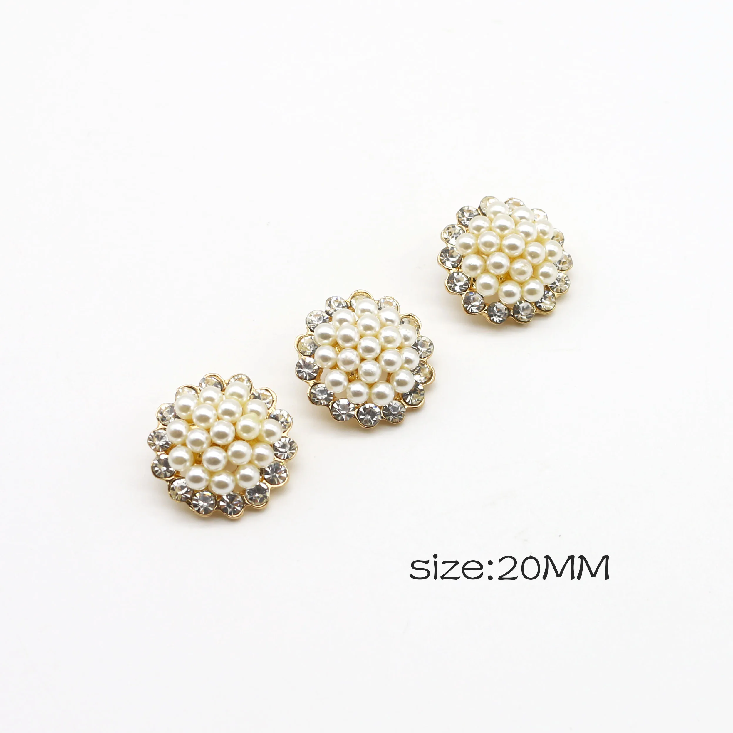 New 10/Piece 20MM Alloy Pearl Button Small fragrance DIY Sewable Clothing Coat Wedding Button Accessories