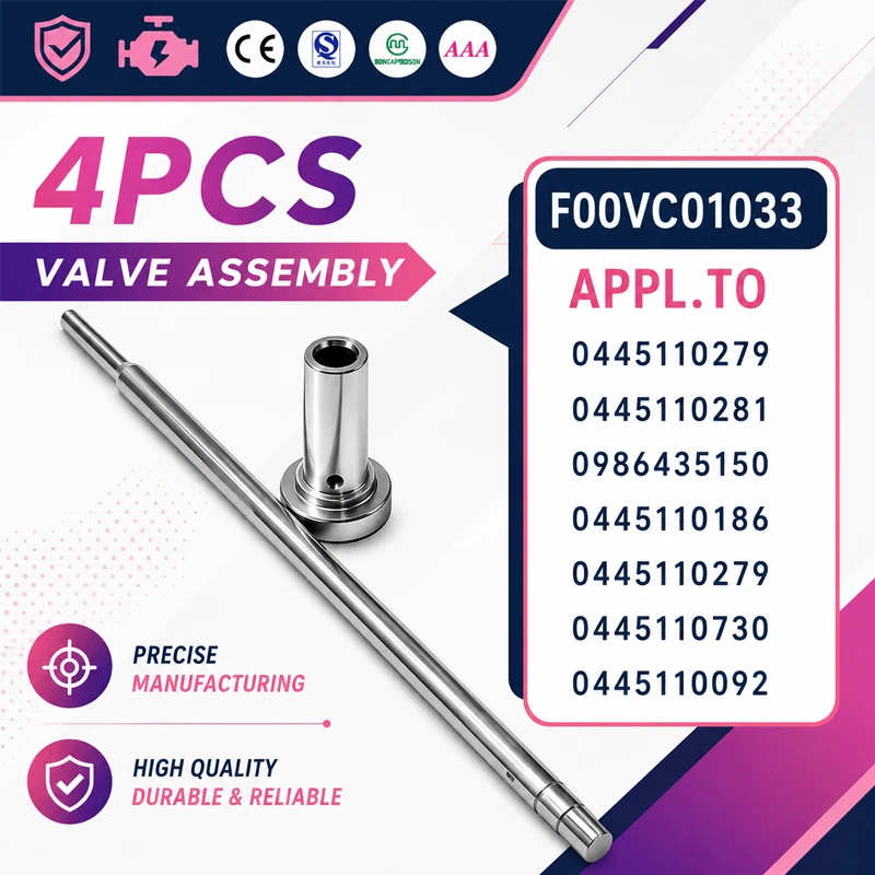 4PCS F00VC01033 Common Rail Injector Control Valve Group Is Compatible With 0445110279 0445110186 0445110092 0445110306 LF1142