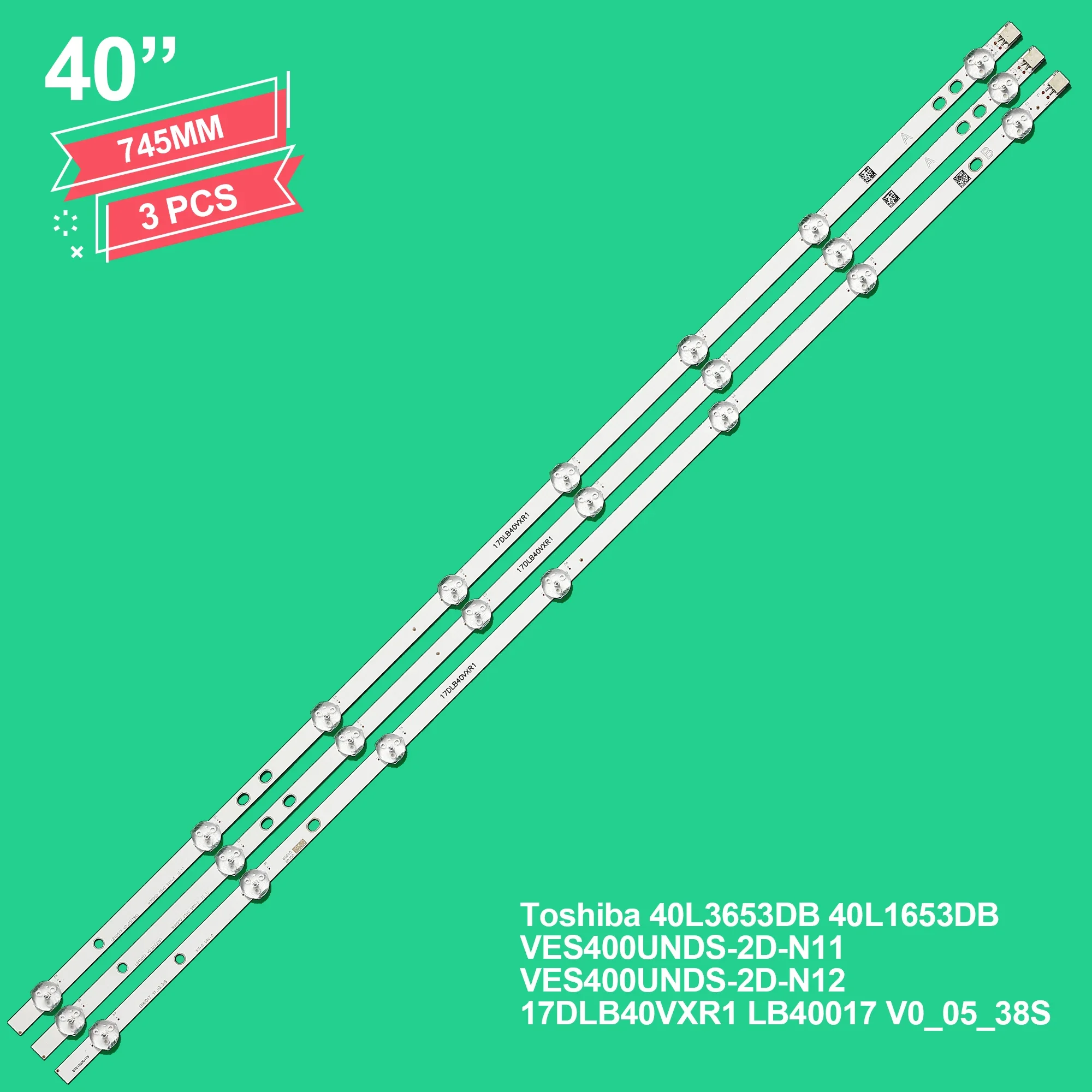 LED Backlight Strip For 17DLB40VXR1 LB40017 V0_05_38S Bush VES400UNDS-2D-N11 VES400UNDS-2D-N12 Toshiba 40L3653DB 40L1653DB