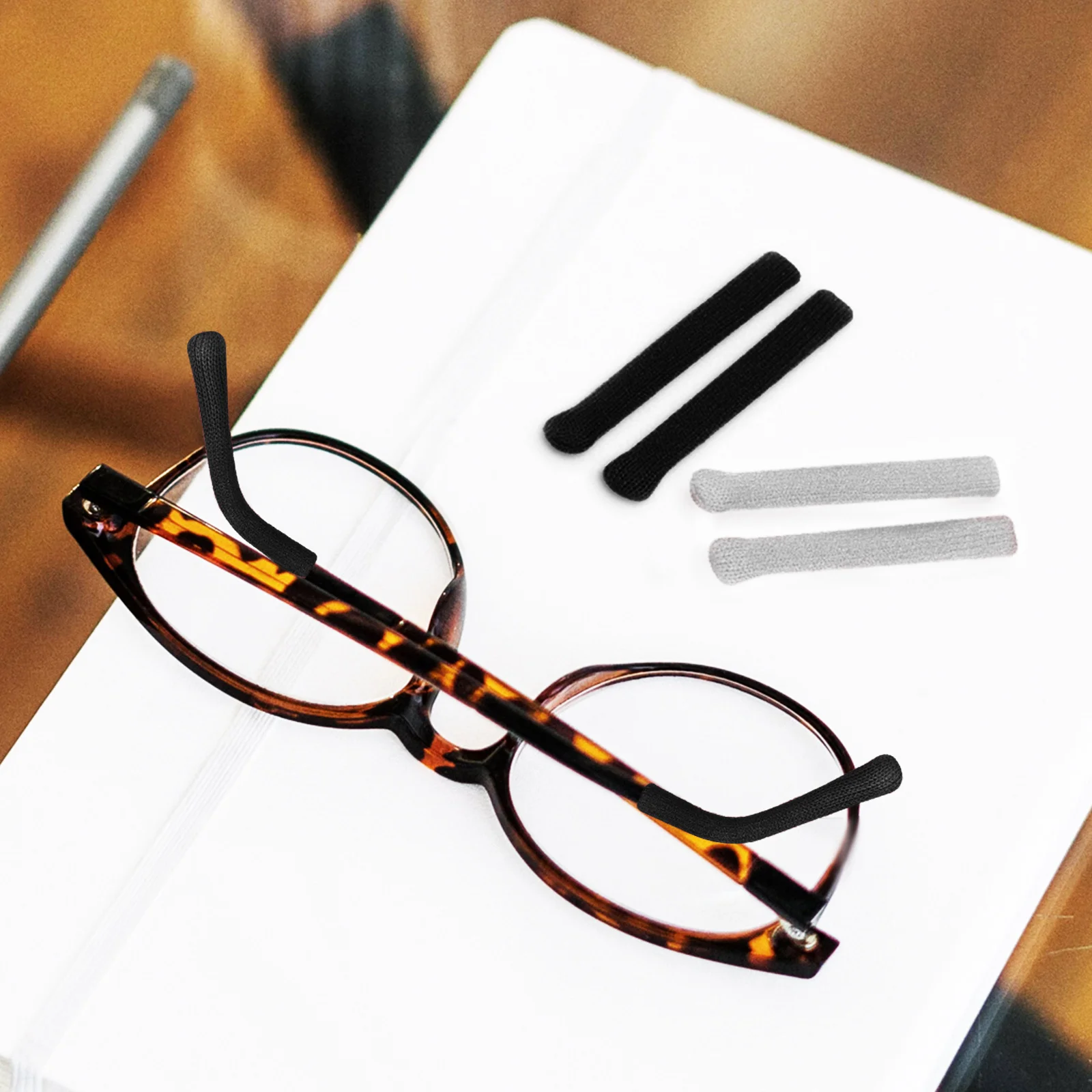 

4Pcs Glasses Ear Cushions Knitted Stretchy Nonslip Universal Eyeglass Temple Sleeves Ear Grips Glasses Accessories