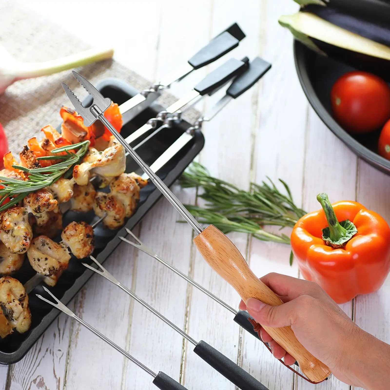 Telescoping Stainless Steel Bbq Skewers Extendable Marshmallow Sticks Roasting Forks for Smores Hot Dogs Chicken Wings