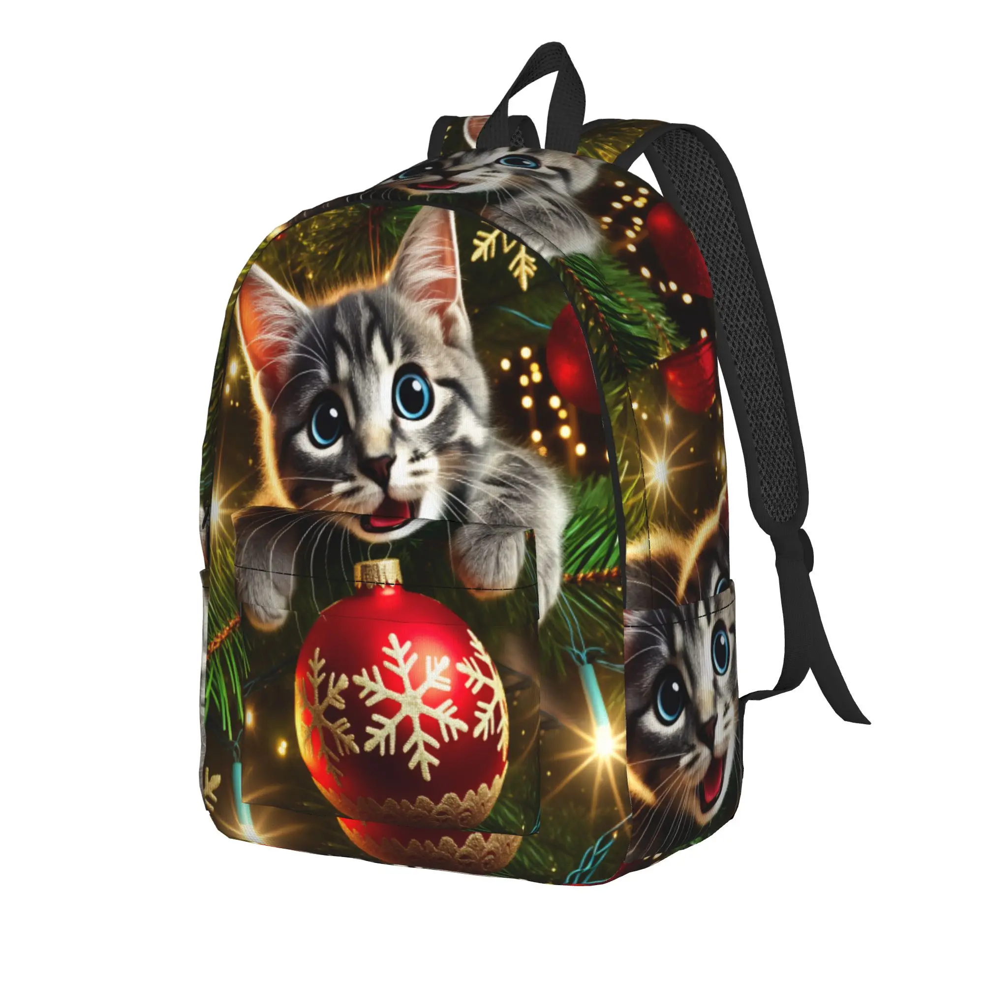 Christmas Cats  Adorable Kittens in Festive Backpack Teen  Lightweight Backpacks Polyester Casual School Bags College Rucksack