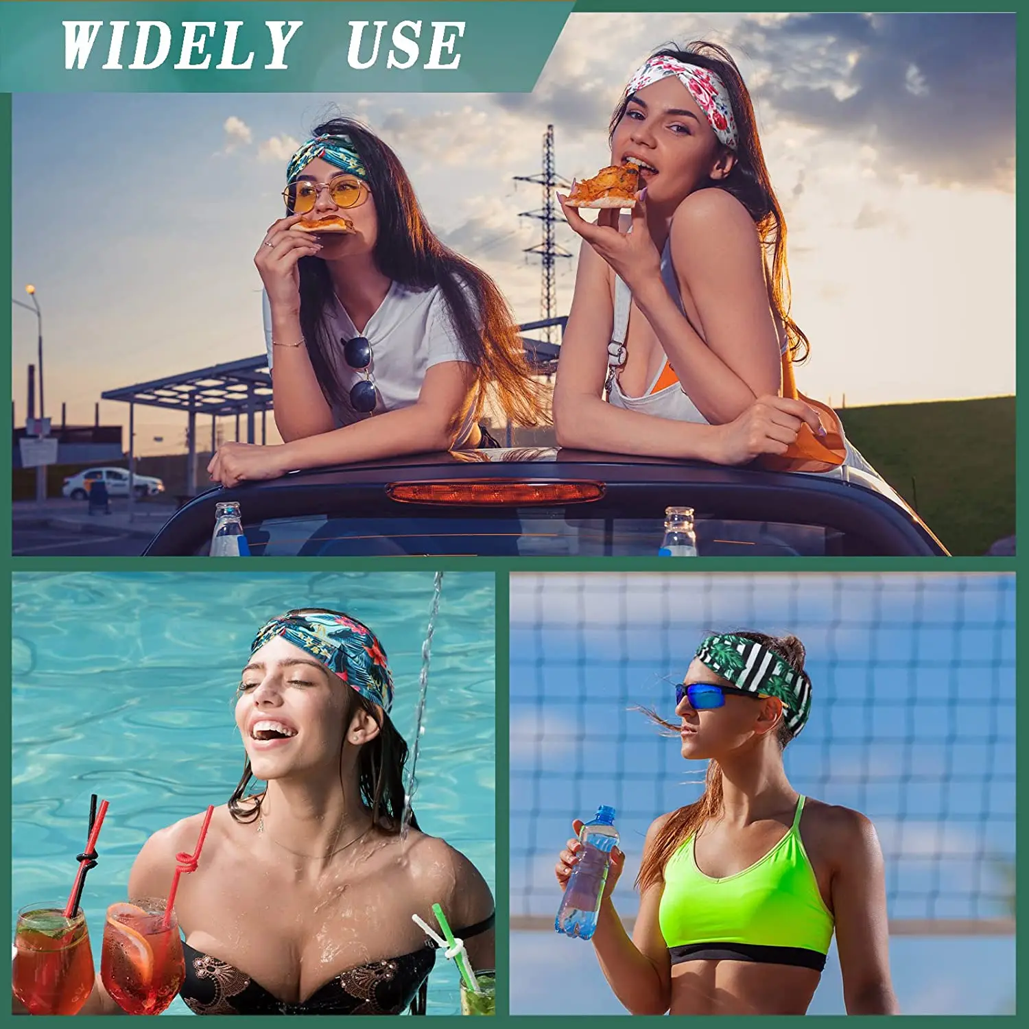 Women\'s Headbands Beach Boho Hawaii Knotted Floral Vintage Elastic Turban Head Wrap Twisted Criss Yoga Hair Band Accessories