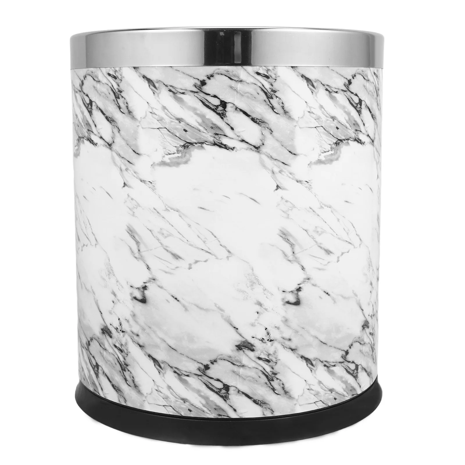 

White Marble Trash Can Large Garbage Bin Bathroom Bedroom Kitchen Sturdy Waste Container Decor Marbling Dustbin