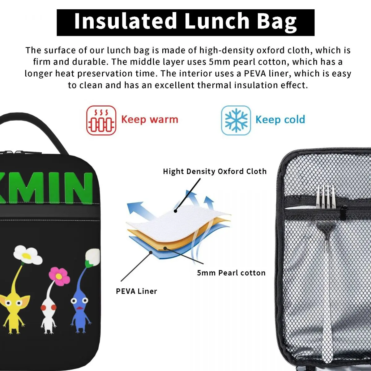 Pikmin Green Logo Produkt isoliert Lunch Bag für Schul büro Neuheit Food Box tragbare Kühler Thermal Bento Box