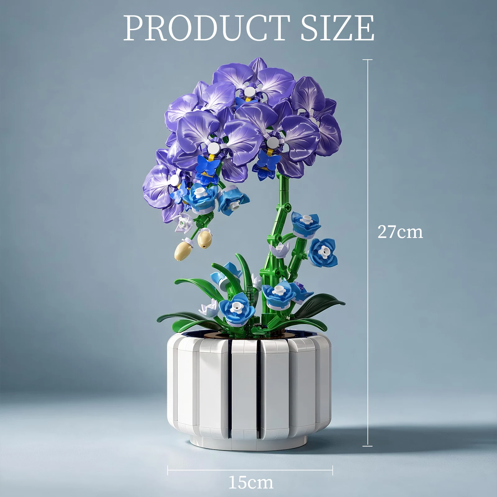 KAVOWORLD 627pcs Creative Orchid Flower Bouquet Building Blocks Set Simulation Purple Phalaenopsis Eternal Flowers Bonsai Plant DIY Building Bricks Kit Artificial Floral Arrangement Desktop Decor Christmas Thanksgiving Valentine's Gift for Adults Women