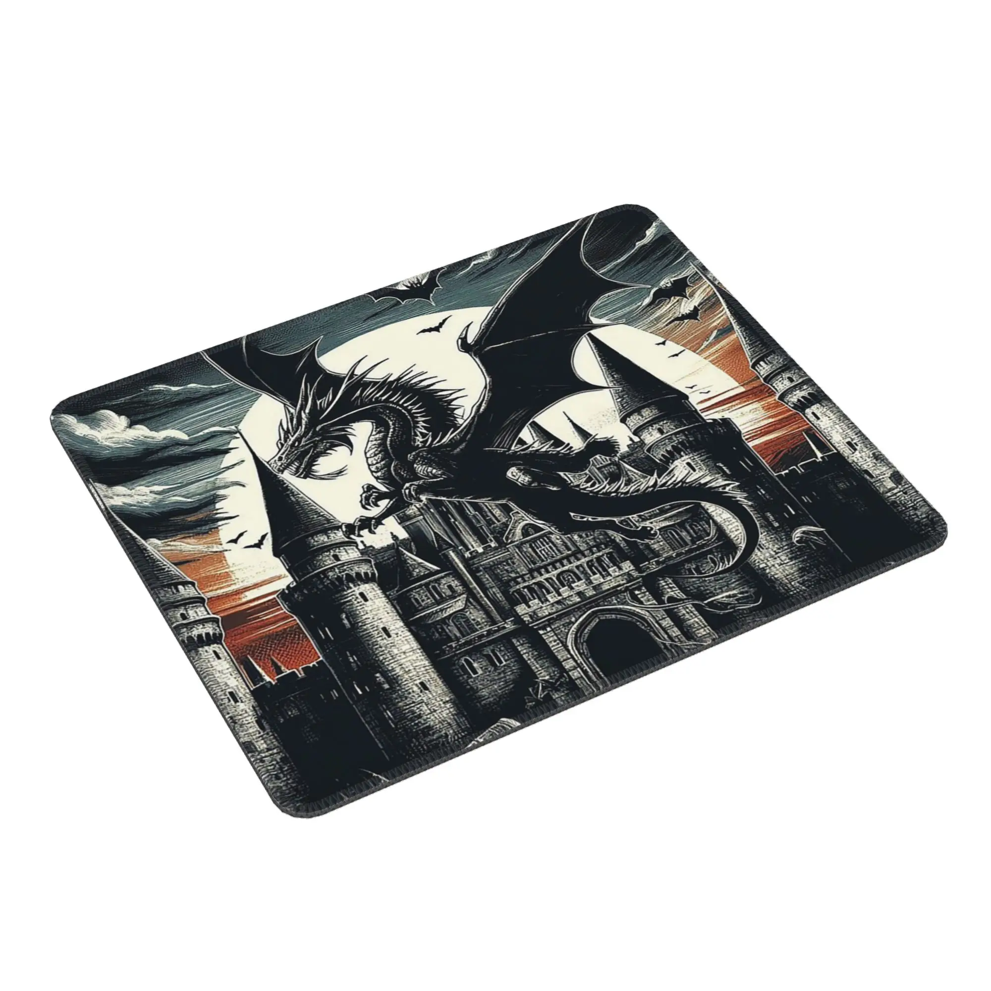 Fantasy Mythical Dragon And Castle Mouse Pad Computer Keyboard Mouse Mat Gaming PC Laptop Desk Mat Office Accessories Table Mats