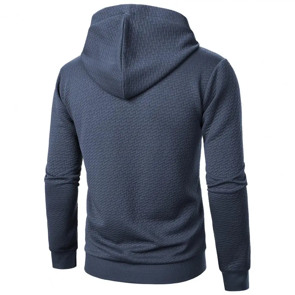 Men Loose Hoodie Jacquard Design with Drawstring Elastic Cuff Hem Fall/winter Sport Top for Wear