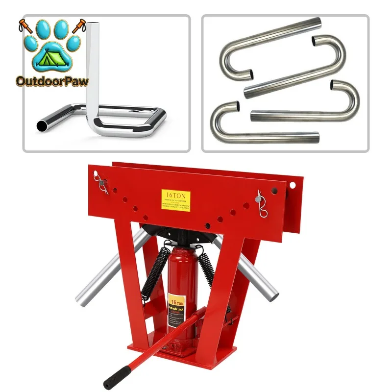 Hydraulic Pipe Tube Bender Tool Manual Heavy-Duty Pipe Bending Machine 16T Red