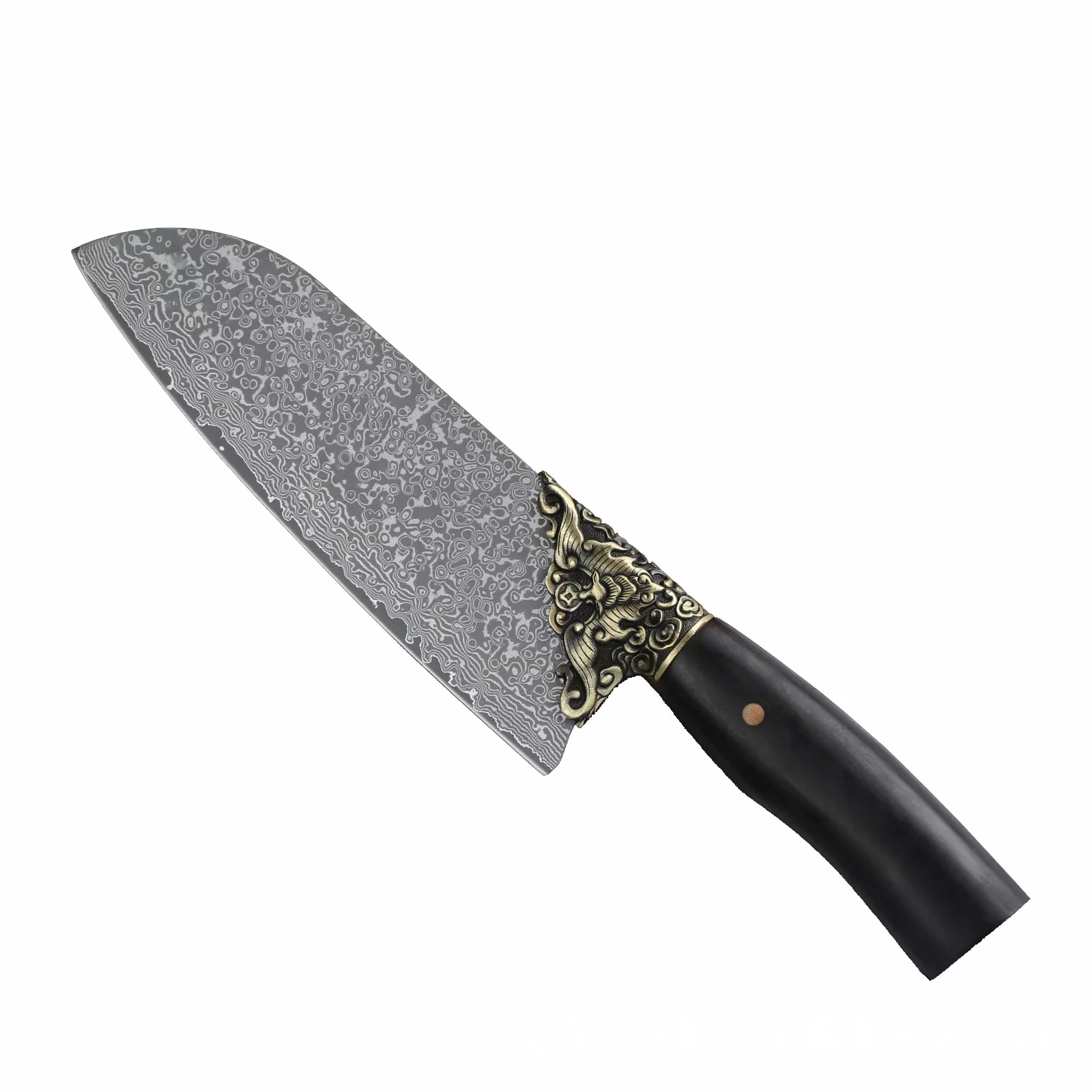 

Нож Santoku из дамасской стали, 67 слоев