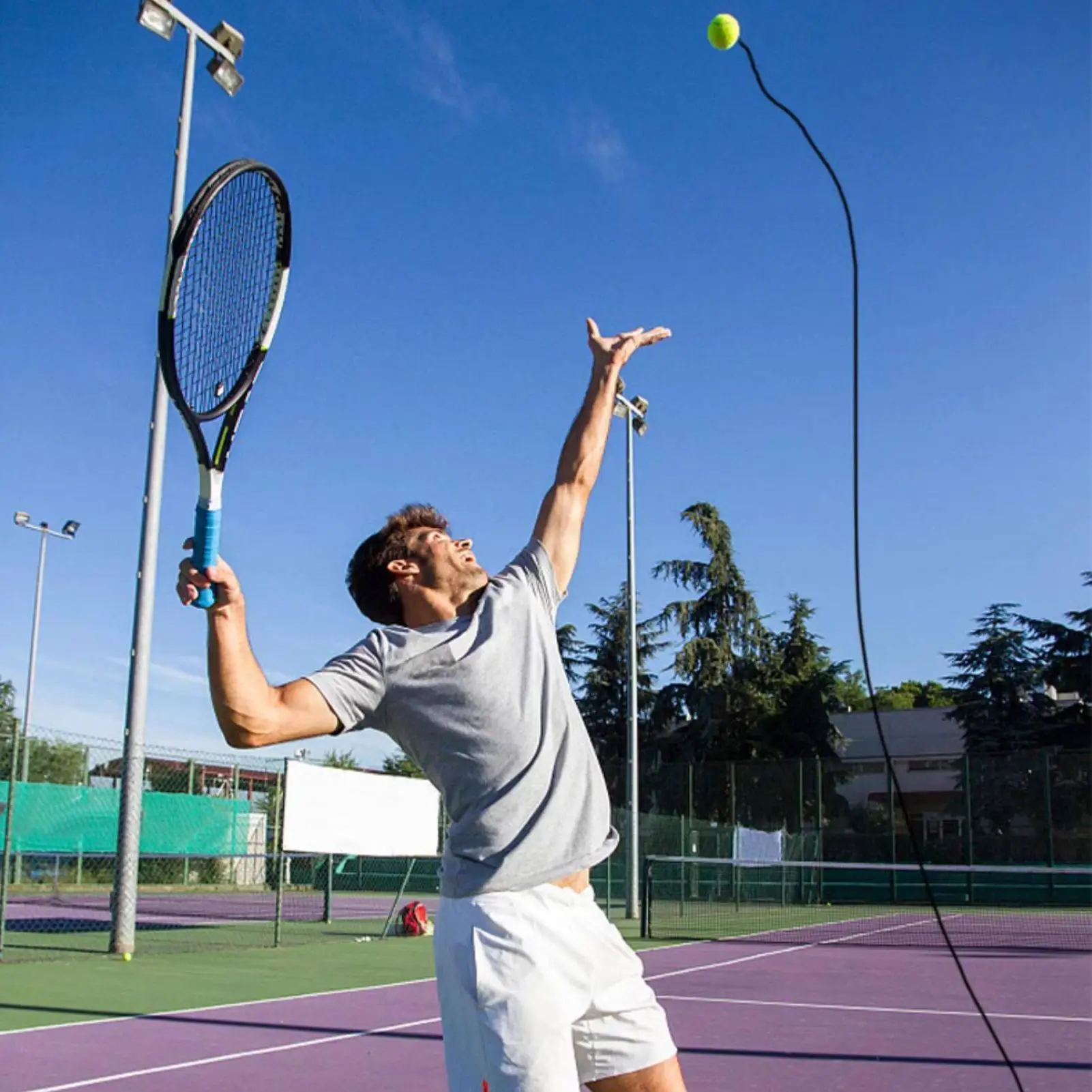 

Self Tennis Trainer Portable Self Trainer Rebounder Tennis Ball Rebound Training For Feedback Companion Games Adults Kids Garden