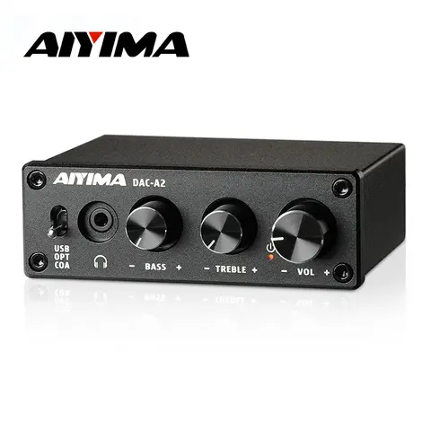 AIYIMA DAC-A2 HiFi Audio Decoder USB Headphone Amplifier Coaxial Optical Output Stereo Gaming DAC For Amplifier Active Speakers
