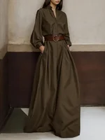 Onecozyday 2026 Stylish Solid Color Coverall for Urban Women Stand Collar High Waist Loose Fit One-piece Suit Casual Jumpsuits