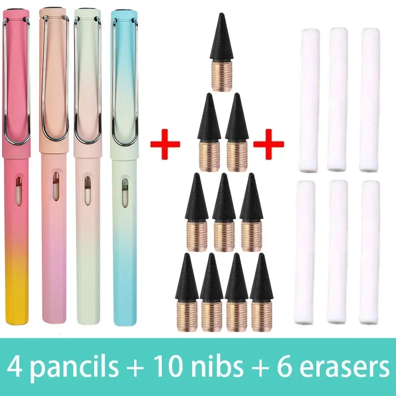 20pcs/Set Infinity Pencils No Sharpening With Nib Eraser Eternity Pencils Kawaii Unlimited Pen Office School Supplies Stationery