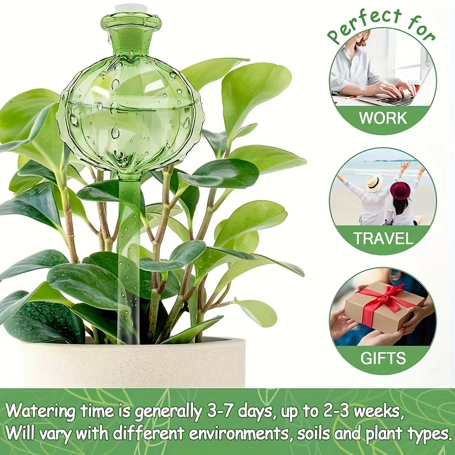 6Pcs Self-Watering Plant Globes - Casual Style Round Glass Automatic Watering Bulbs for Indoor Outdoor Potted Plants, Decorative