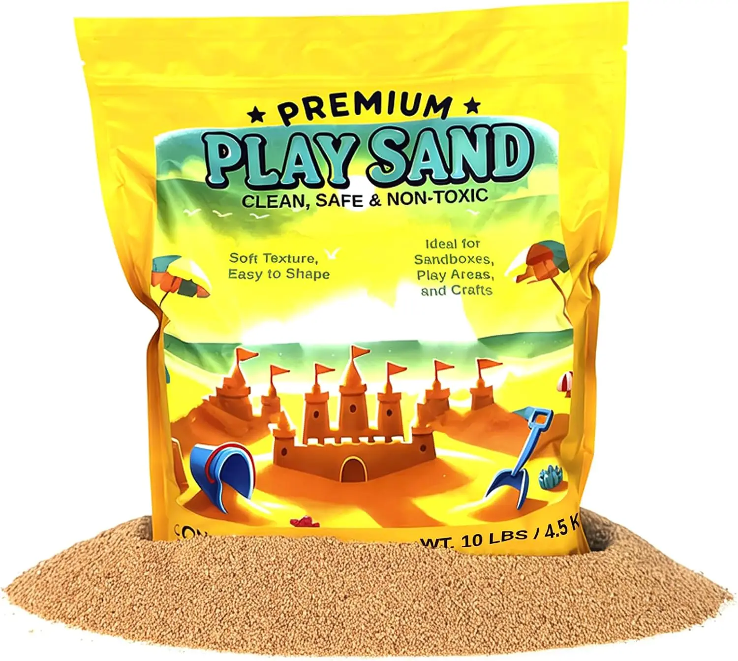 10 lbs Soft Non-Toxic Natural Sand for Indoor Outdoor Use - Safe Play Material