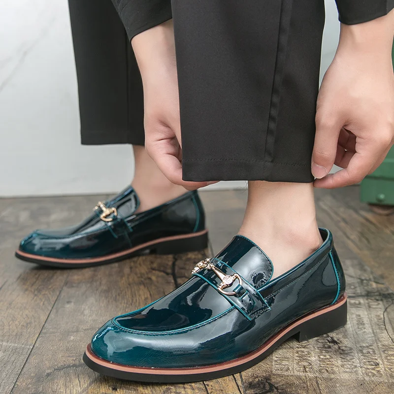 

Classic Fashion Blue Glitter Leather Shoes for Men Large Size Quality Luxury Shoes Men Slip-on Dress Shoes Man zapatos hombre