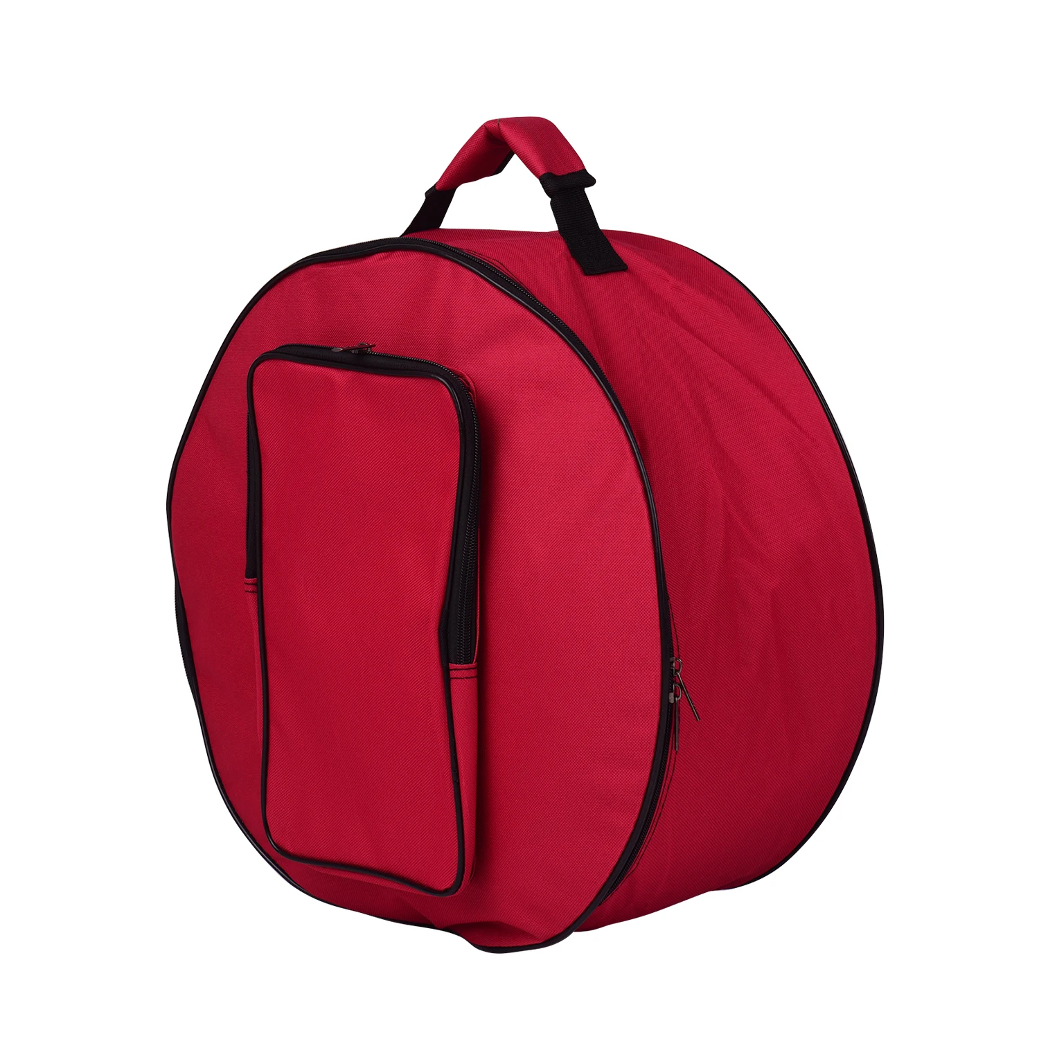 Compact Snare Drum Bag Backpack Case with Shoulder Strap Outside Pockets Musical Instrument Accessory Red