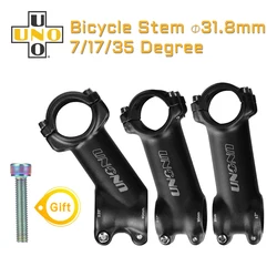 UNO Bike Stem MTB Power Bike Table Bicycle Handlebar Stem 7 17 35 Degree 31.8mm 60-130mm Mountain Road Bicycl Parts Kalloy Stem