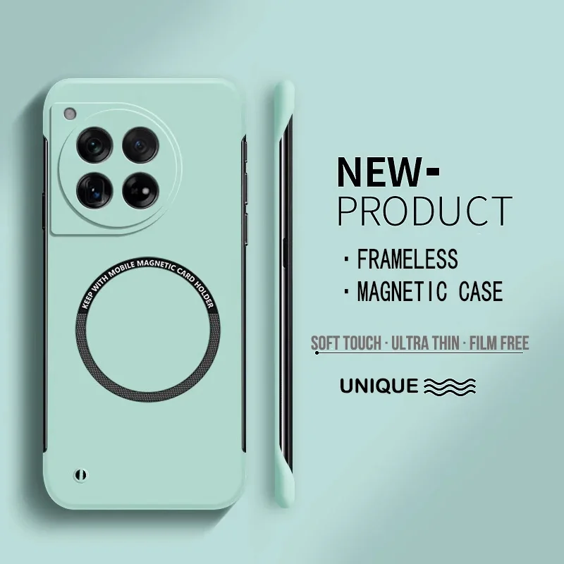 Ultra Thin Hard PC Magnetic Frameless Phone Case For Magsafe Oneplus 13 12 12R 11 11R 10T 10 9 9RT Pro Matte Color Cover