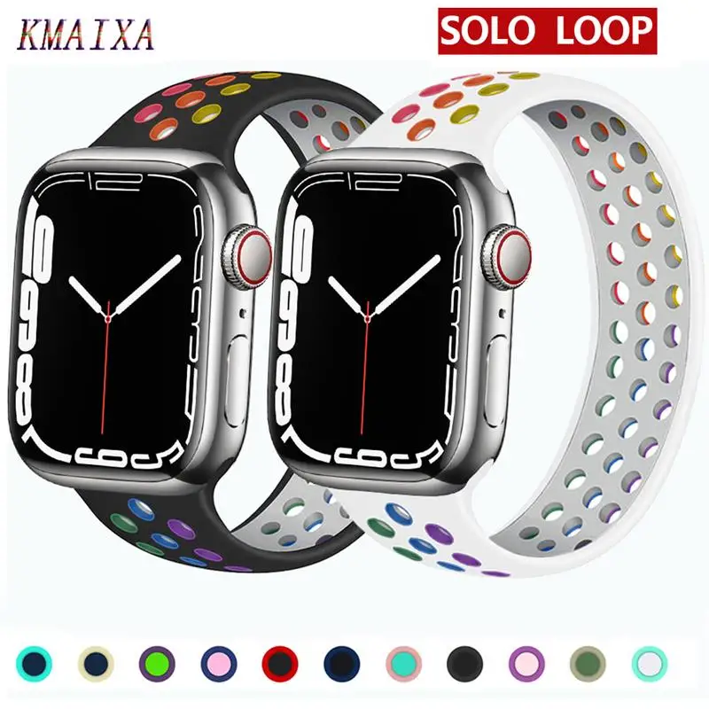 Solo Loop strap For Apple Watch Band 45mm 41mm 44mm 40mm 44 Breathable silicone Elastic bracelet band iWatch Series 3 4 5 SE 6 7