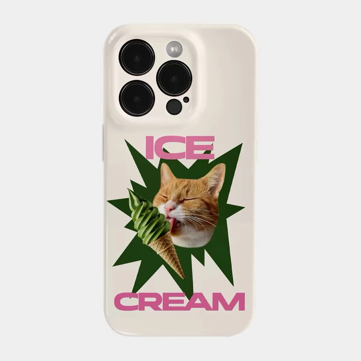 Green Ice Cream Cat Phone Case for IPHONE 17 Air 16E 15 PROMAX 14 15 Plus 13 12 MINI 11 PRO 16Plus XR XS MAX Acrylic Phone Cover