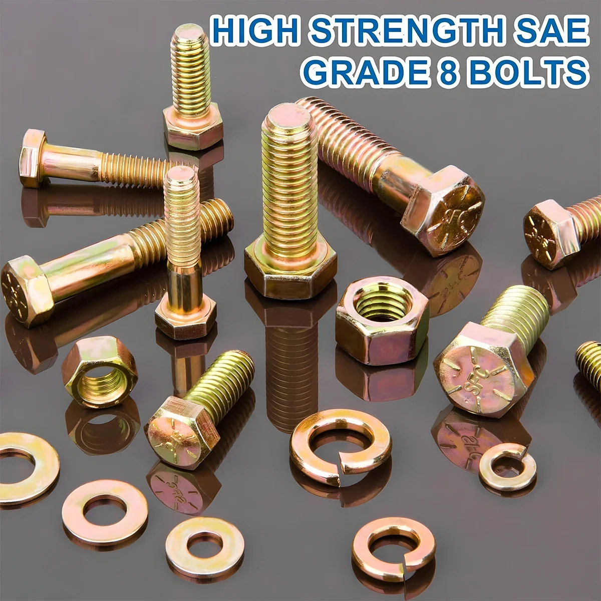566Pcs Heavy Duty Bolts and Nuts Assortment Kit Grade 8 Hex Screws Bolts Nuts Kit 1/4-20 5/16-18 3/8-16 15 Common Sizes Included