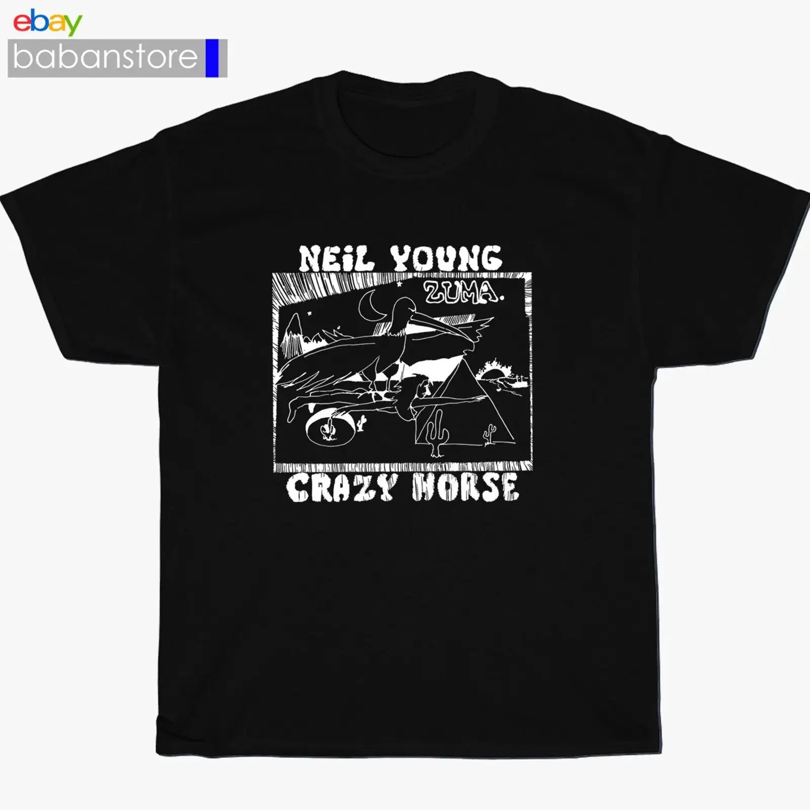 New Crazy Horse And Neil Young zuma logo Black T Shirt Size S 3XL vintage Washed Casual Stretched Slightly Comfortable Soft