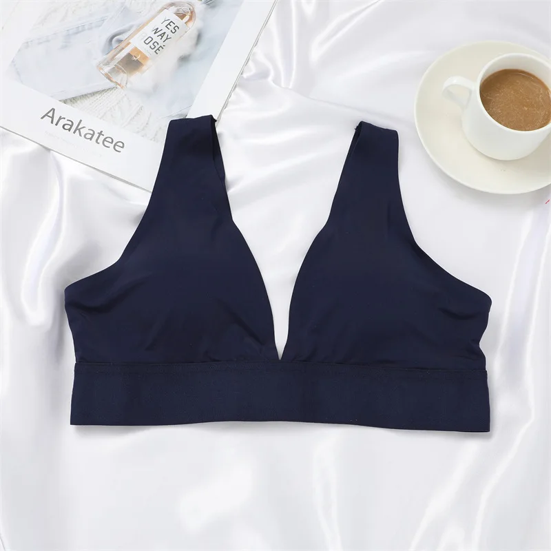 Soutien-gorge d'été en Nylon pour femmes, décolleté en V profond, dos sans trace, sans anneau en acier, petite rassemblement, sous-vêtements de sport et de Yoga, nouvelle collection S-XL