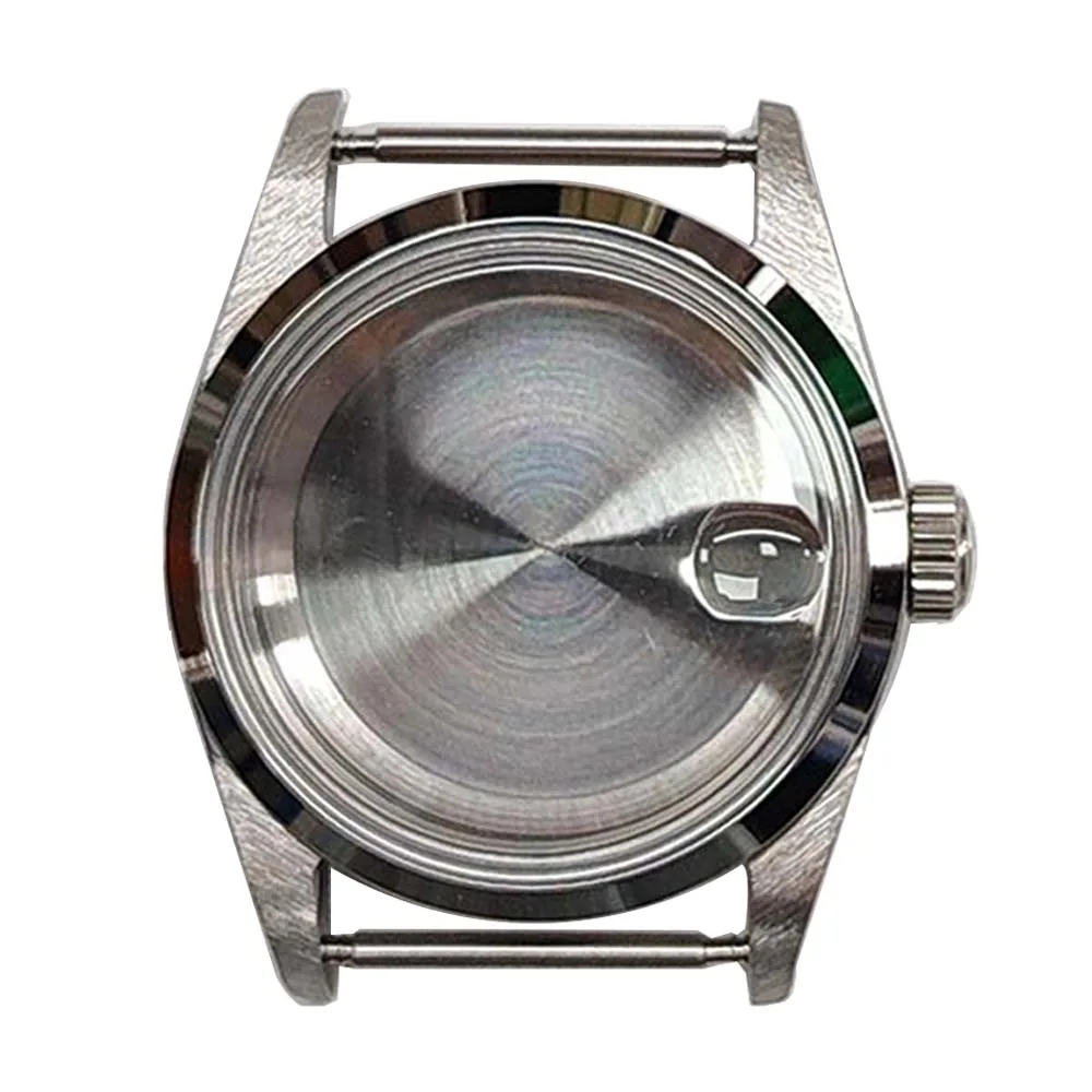 36MM Watch Case Acrylic Glass for NH35/NH36/4R Movement Stainless Steel Shell Oblique Bezel Solid Bottom Case Accessories